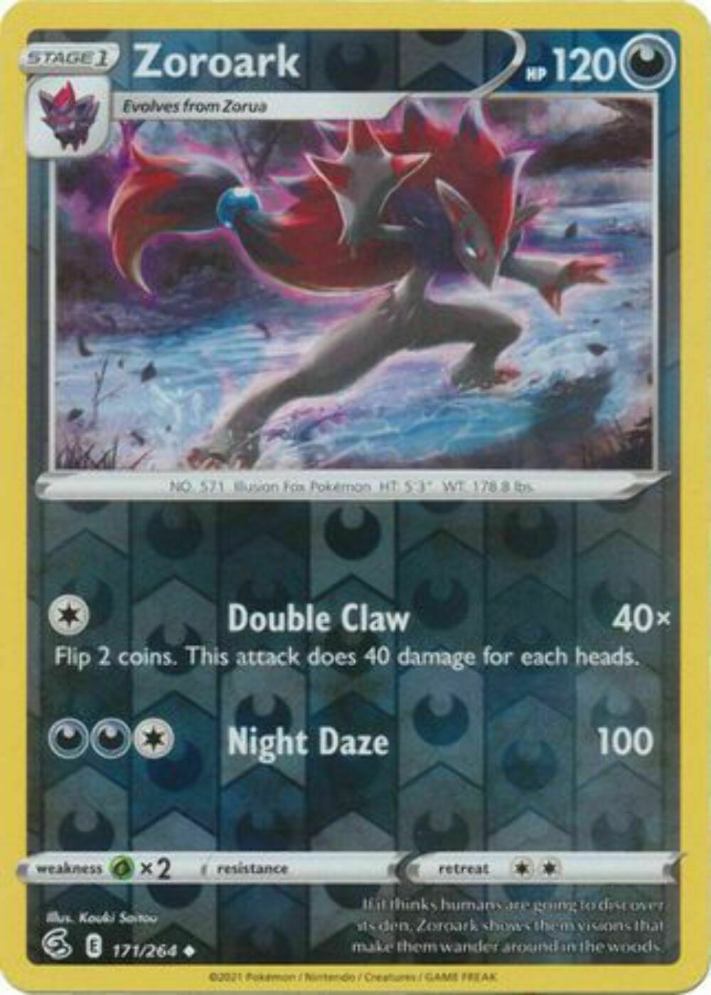 Pokemon - Zoroark - 171/264 - REVERSE HOLO - FUSION STRIKE -NM/M -New