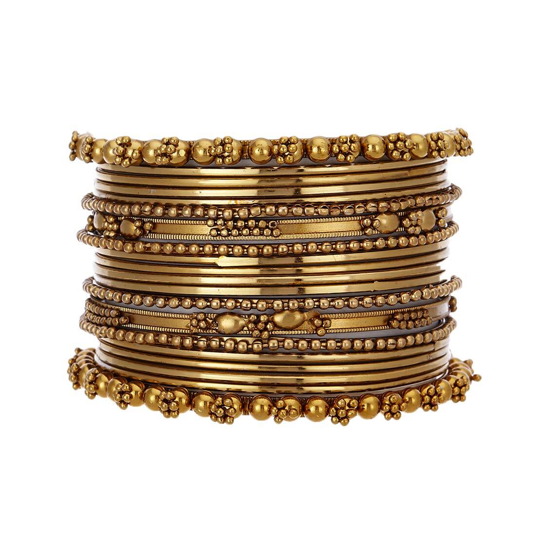 Traditional Silver Plated Oxidized Bangles Bracelet Set For Girls Women 