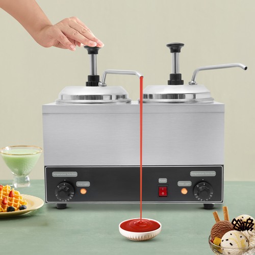 2IN1 Nacho Cheese Warmer Commercial Hot Fudge Warmer 4.2 Qt Sauce Warmer - Picture 1 of 24