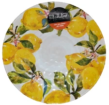 Set of 6 IL MULINO Melamine 10.5 " Dinner Plates LEMONS Floral Fruit Tuscan