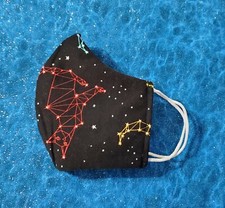 Washable Handmade Fabric Face Mask filter pocket CAT CONSTELLATIONS