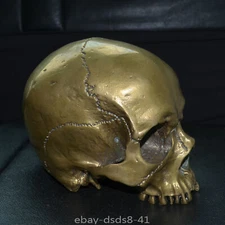 Handicrafts Brass Copper Casting 1:1 Full Life Size Human Skull Adornment Decor