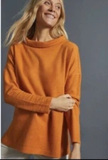 Anthropologie Rust Orange Sweater Top XS Excellent RARE HTF Mock neck Pullover