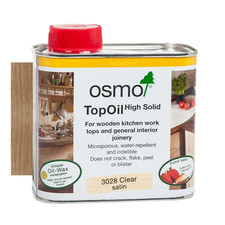 Osmo TopOil, High Solid Oil 3028, Clear Satin, 500ml for Worktops & Tables