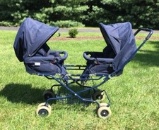 TWIN Double BABY/TODDLER/INFANT INGLESINA STROLLER PRAM NAVY BLUE VHTF