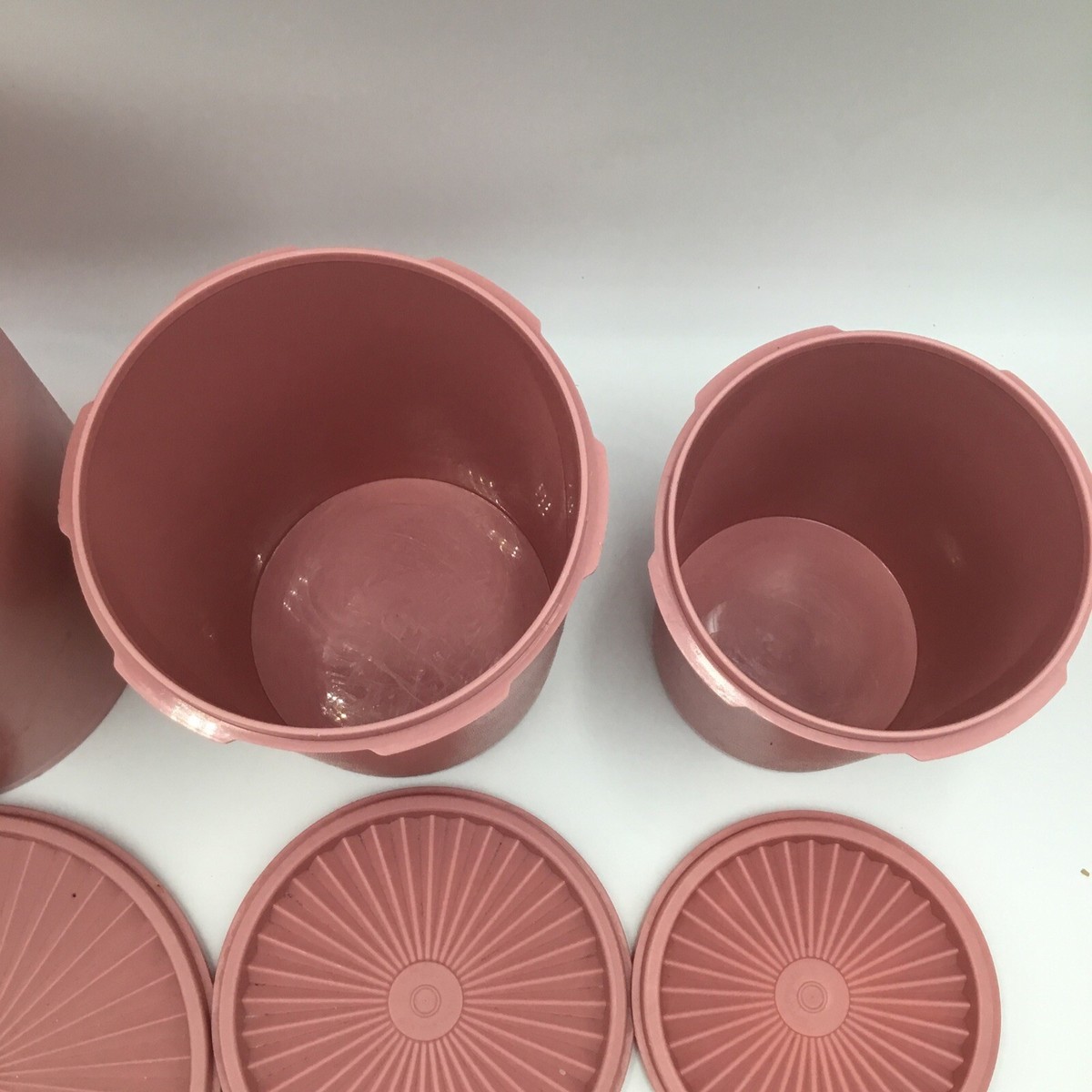 Vintage Tupperware Dusty Rose Pink 3 Nesting Canisters BBBB | eBay