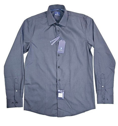 Ben Sherman tailored slim fit Mens Dress Shirt Size 16.5 Navy Blue all  cotton | eBay