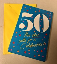 50th Birthday Party Invitations Set of 8 Hallmark Graphic w/Yellow envelopes. 