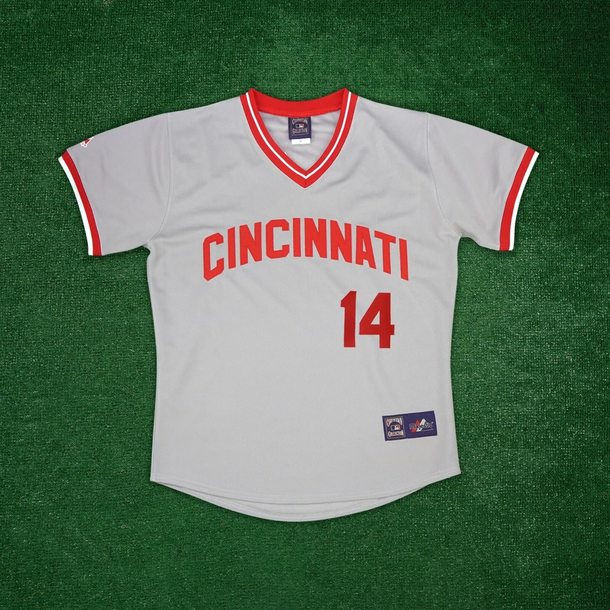 Pete Rose 1975 Cincinnati Reds Men's Cooperstown Throwback Grey Road Jersey