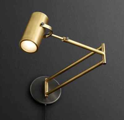 1950s Vintage Mid Century Stilnovo Solid Brass Swing-Arm Sconce Adjustable Light