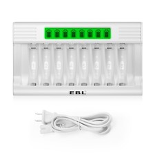 EBL Intelligent 8 Slots LCD AC Charger For AA AAA Ni-MH Rechargeable Batteries