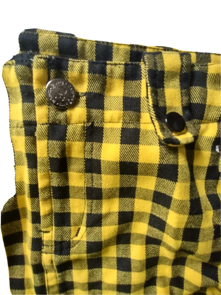 Y2K Avril Lavigne Minifalda Plisada a Cuadros Amarilla y Negra Junior 3 Cinturas 28” Cremallera Foto 4 de 4