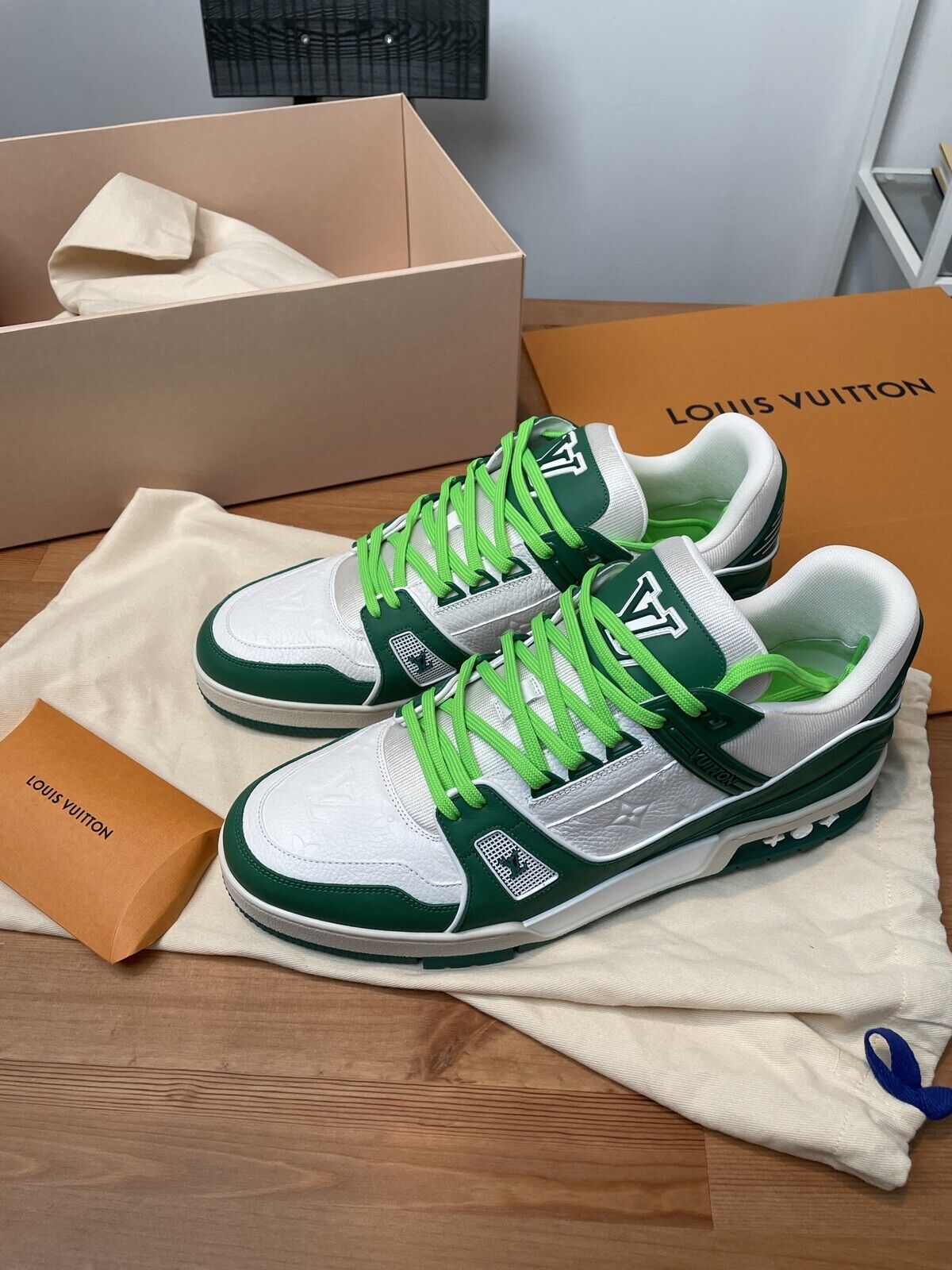 green and white louis vuittons