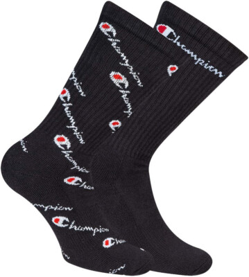 CHAMPION Mens PACK Black Gym Training Sports Crew Socks