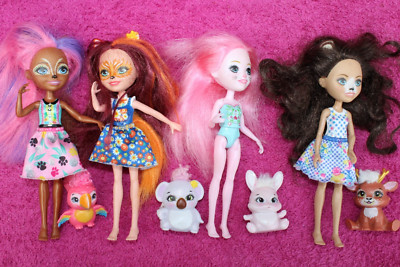 MATTEL PUPPE -200- FIGUR ENCHANTIMALS ca. 15 cm + TIERE REH HASE KOALA PAPAGEI
