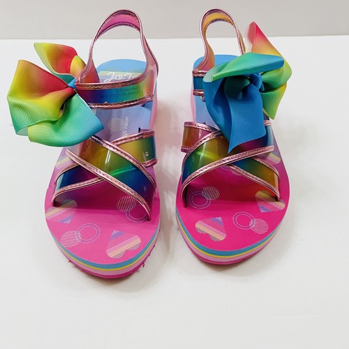 JOJO SIWA Girls Rainbow Bow Sandals Shoes Size 4 NEW - Picture 3 of 5