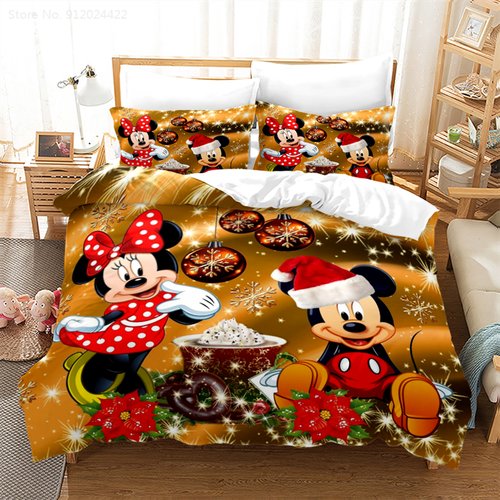 Mickey & Minnie Mouse Quilt Duvet Cover Pillowcase Doona Bedding Set Xmas - Picture 58 of 62