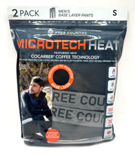 FREE COUNTRY MicroTech Heat 2 Pack Men's Base Layer Pants Black Size SMALL S 