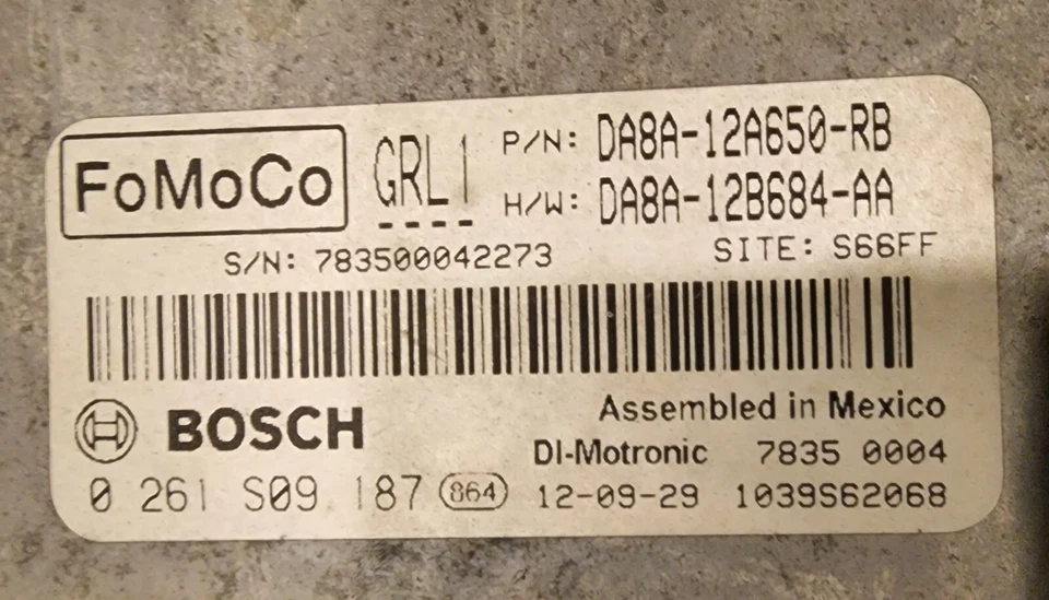 Unidade de controle do motor (ECU), OEM DA8A-12A650-RB, 2013 LINCOLN MKT 3.5L TURBO - Imagem 2 de 4