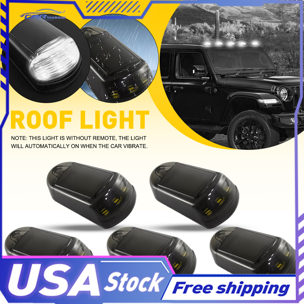 Luces de cabina solares blancas para camioneta 5 piezas sin perforaciones