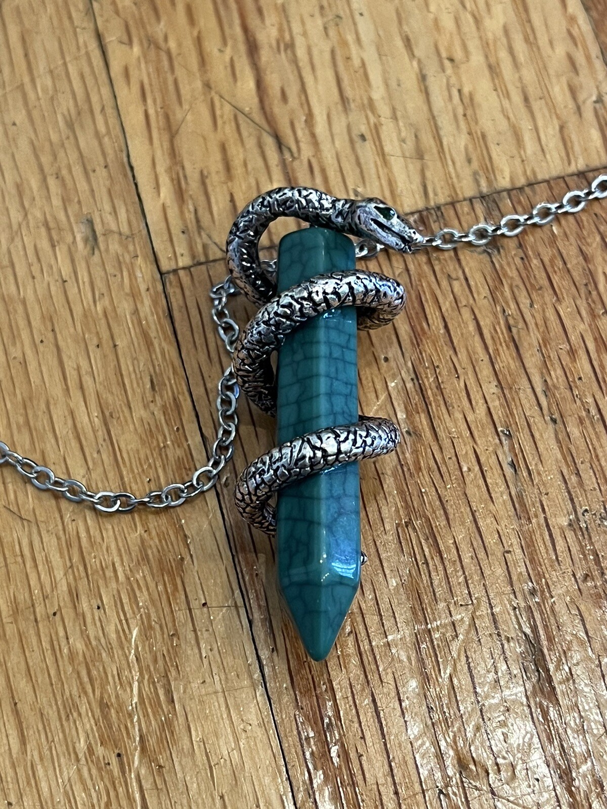 Harry Potter Slytherin Cosplay Necklace Silver Tone Crystal Stone  