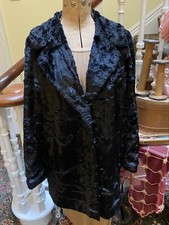 CAPPOTTO CORTO PELLICCIA NERO ASTRACAN LA SARMA LONDON VINTAGE FINO A 38" BUSTO 31,5"LUNGO