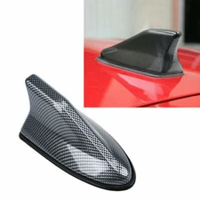 1x Car Shark Fin Antenna Carbon Fiber Roof Antenna Radio FM/AM Decor Aeria
