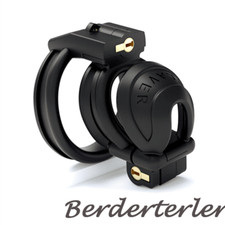 Male Chastity Device Resin Cage for Men Black Double-Lock Belt with 3 Rings