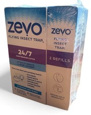 Zevo Flying Insect Trap 1 Plug-in Base 3 Cartridges Blue UV Light Indoor Use