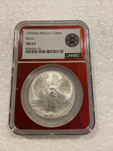1993-Mo Mexico 1 oz Silver Libertad NGC MS67, High Grade, EDC Core