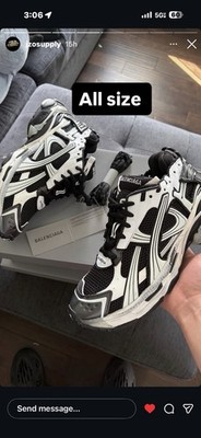 Balenciaga Runner Black White Colorblock Low Top Lace Up Men's Athletic Sneakers