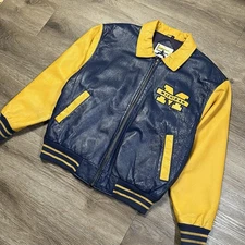 Vintage College Phase Size M University Of Michigan Leather Varsity Jacket 1980s