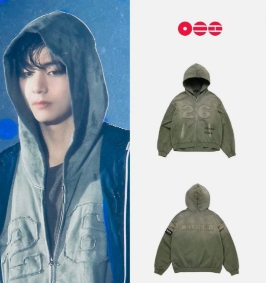 BTS World Tour Arirang Zip Up Hoodie Korea Khaki Green S New