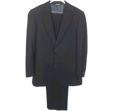 Brooks Brothers VTG Pinstripped Charcoal Grey Wool 2 Pc Suit Men's Sz 41L 34x32