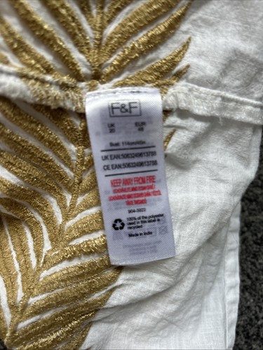 F+F Ladies Cotton Layered maxi beach Dress Summer White Gold tassels boho Sz 22 - Picture 9 of 10