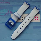 Swatch Original White/Blue Silicone Rubber 19 mm Replacement Strap Band