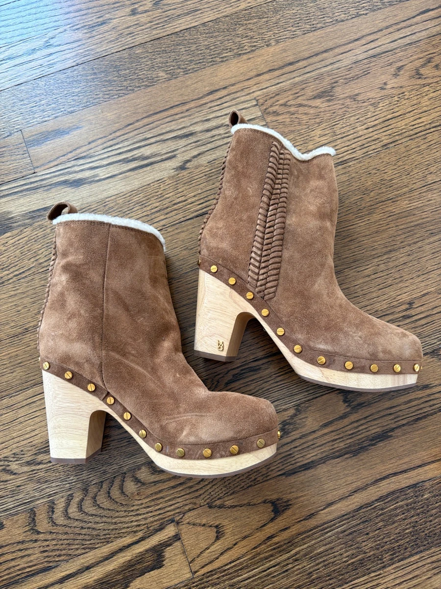 Veronica Beard NWOB Daxi Suede Studded Clog Booties , shearling, 6.5