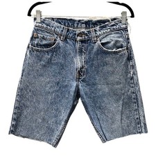 Vintage Levis 501 Acid Wash Denim Cut Off Shorts Made in USA Blue W28
