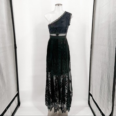 navy blue dress for baby girl Shona Joy Arienzo Asymmetrical Lace Up Maxi Dress in Cream