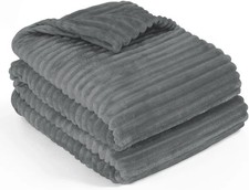 Flannel Blanket Ultra Soft  | Lightweight & Warm Bed Throws (Charcoal)