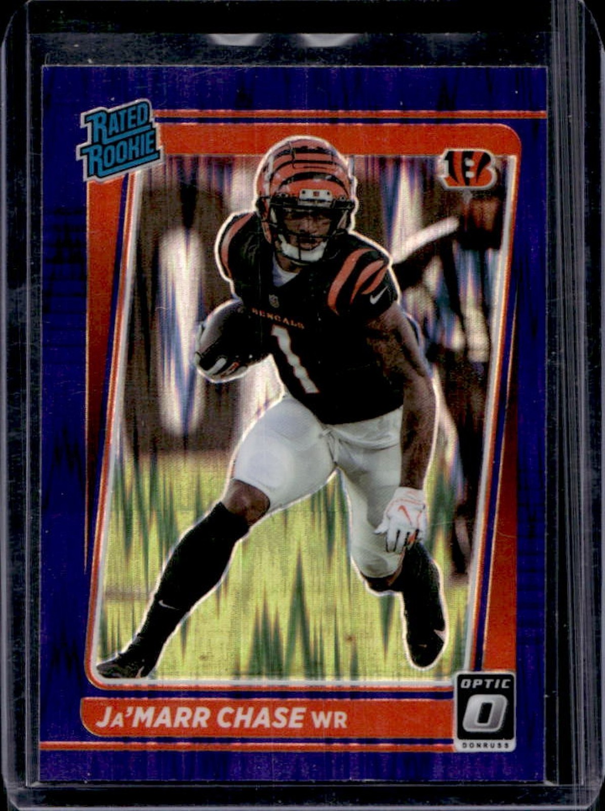 2021 Panini Donruss Optic Ja'Marr Chase Purple Shock RC Rated #207 Rookie
