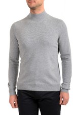 Malo Optimum Men's Light Gray Wool Cashmere Mockneck Pullover Sweater