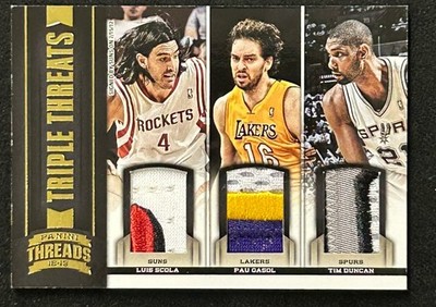 2012 Threads Scala Gasol Tim Duncan Prime Triple Threats Patch GU *Never Seen*