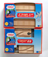 THOMAS  FRIENDS WOODEN RAILWAY TRACK LOT 6" STRAIGHT X4 AND 3 1/2" SWITCH BOXED