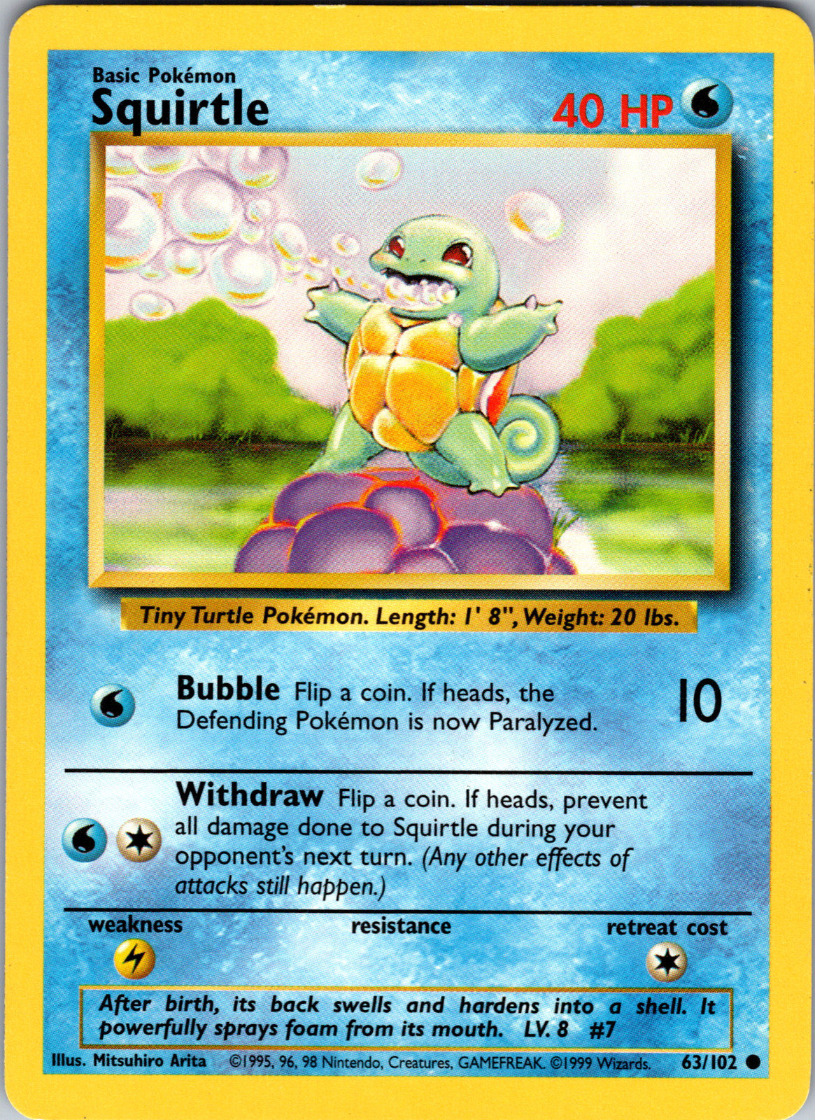 Squirtle 63/102 Pokemon: Base Set Unlimited Common - LP