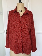 Loavies Vibrant Red And Black Dotted Blouse Size Large