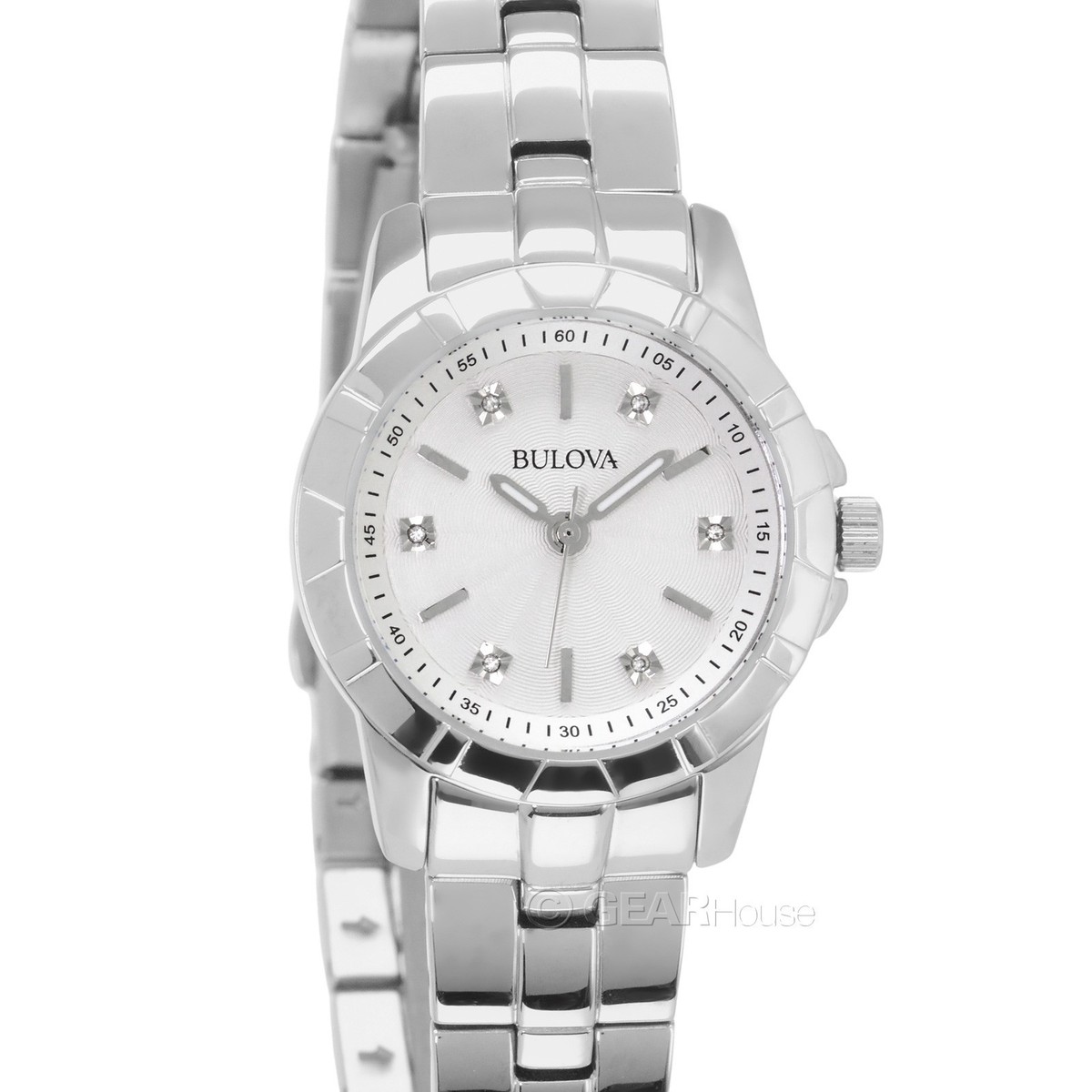 Bulova Diamonds Ladies Watch Diamond Bezel Markers Stainless Bracelet White Dial Bulova Diamond 96R19 33mm Stainless Steel Case with  main image 2