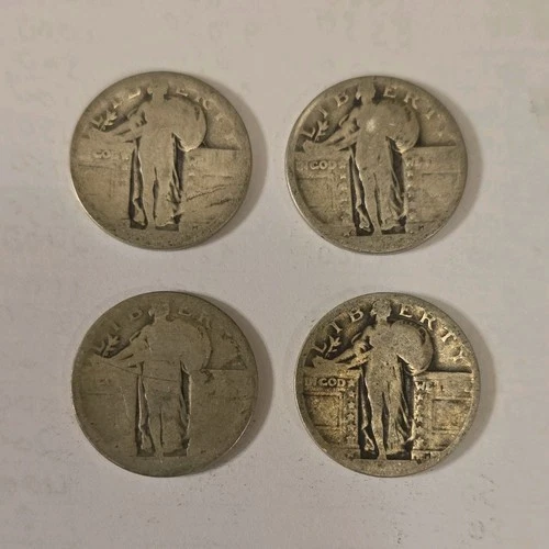 Standing Liberty Silver Quarters Lot of 4 Circulated US Coins