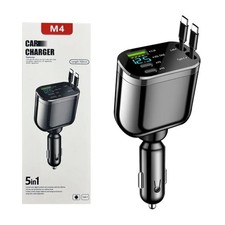Car Fast Charger With Five In 1,Input 12-24V, Out put USB 5v And Digital Display