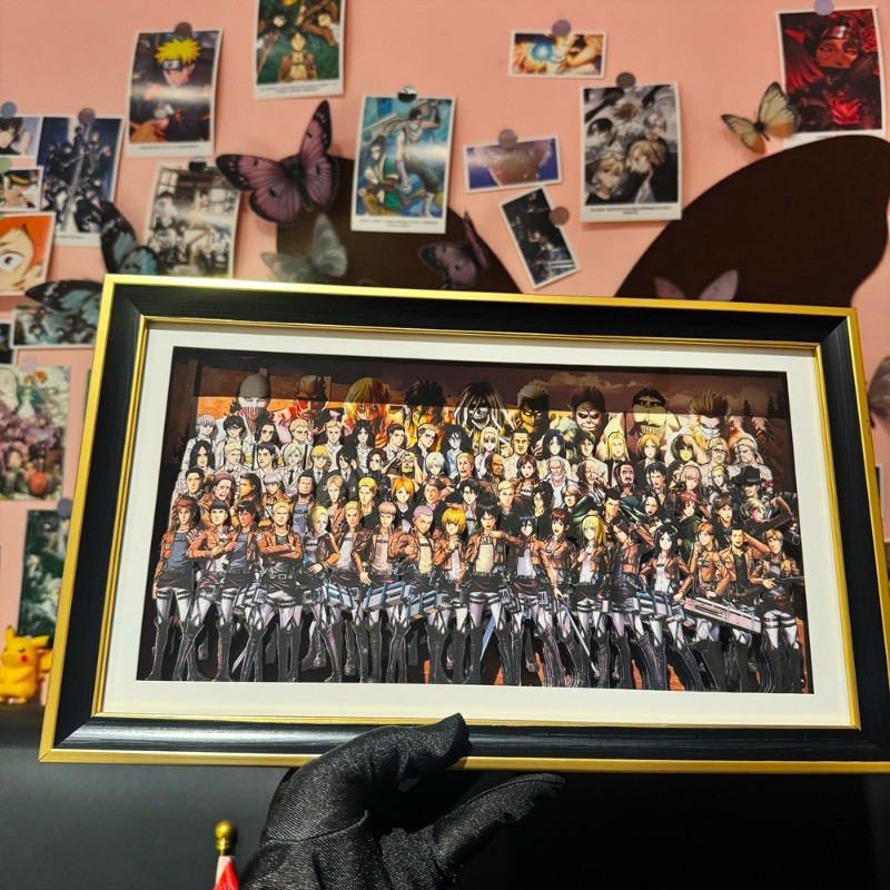 Póster lenticular 3D Attack on Titan arte de pared enmarcado coleccionable decoración de habitación regalo